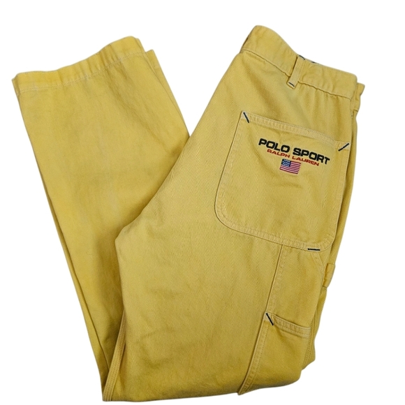 Polo Ralph Lauren Relaxed Straight Yellow Twill Pant Tag Size 32x32 (32x29) - Picture 1 of 12